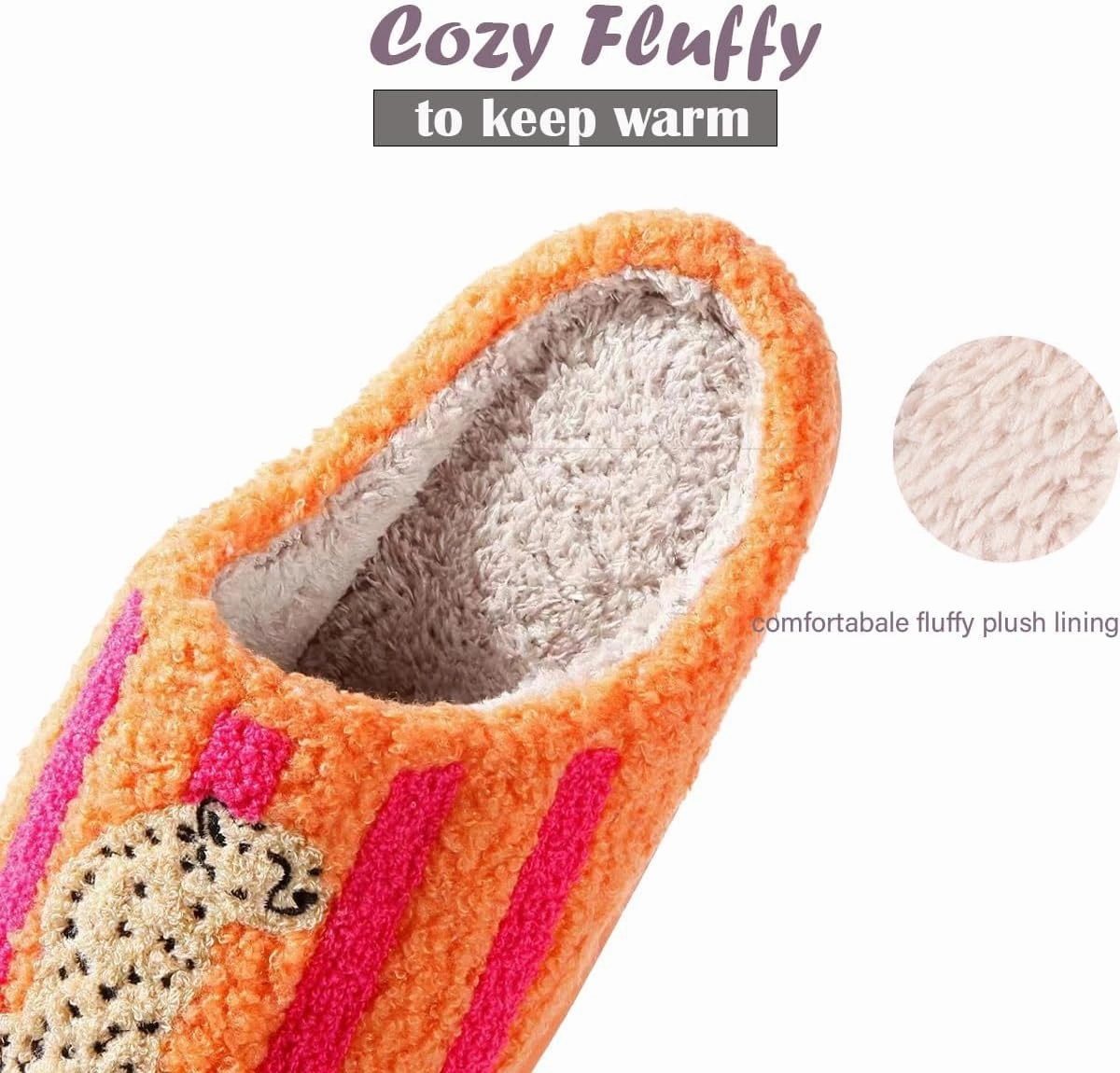 Women's Men's Happy Face Heart-shaped Cat Slippers - Retro Leopard Print, Memory Foam, Soft Plush, Warm, Anti-Slip Home Shoes