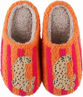 Women's Men's Happy Face Heart-shaped Cat Slippers - Retro Leopard Print, Memory Foam, Soft Plush, Warm, Anti-Slip Home Shoes