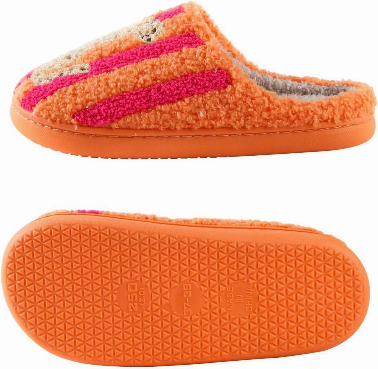 Women's Men's Happy Face Heart-shaped Cat Slippers - Retro Leopard Print, Memory Foam, Soft Plush, Warm, Anti-Slip Home Shoes