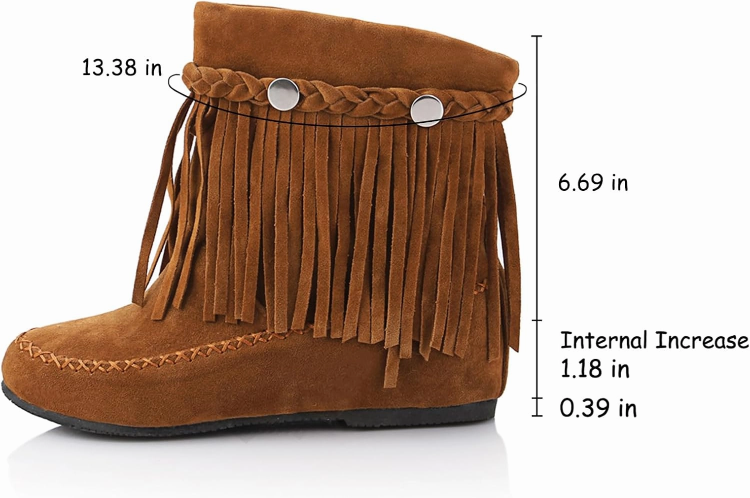 Women's Suede Tassel Cowboys Ankle Boots,Classic Vintage Round Toe Slip On Hidden Wedge Heel Low Heel Western Short Boots Dress Booties