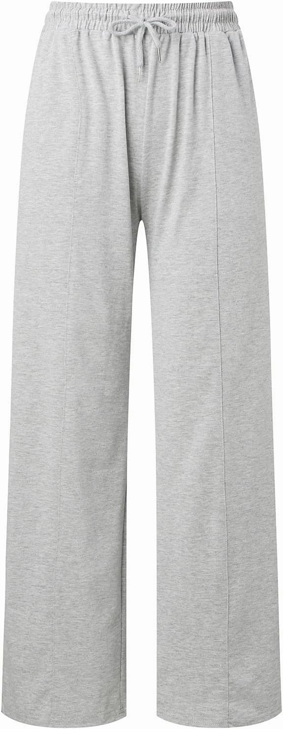 Women's Wide Leg Sweatpant High Waist Baggy Casual Drawstring Running Joggers Pants with Pockets