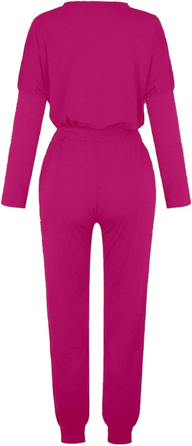 Women's Fall 2 Piece Lounge Outfit Crewneck Pullover Tops Long Pants Tracksuit Sweatsuits with Sweatpants Oversize