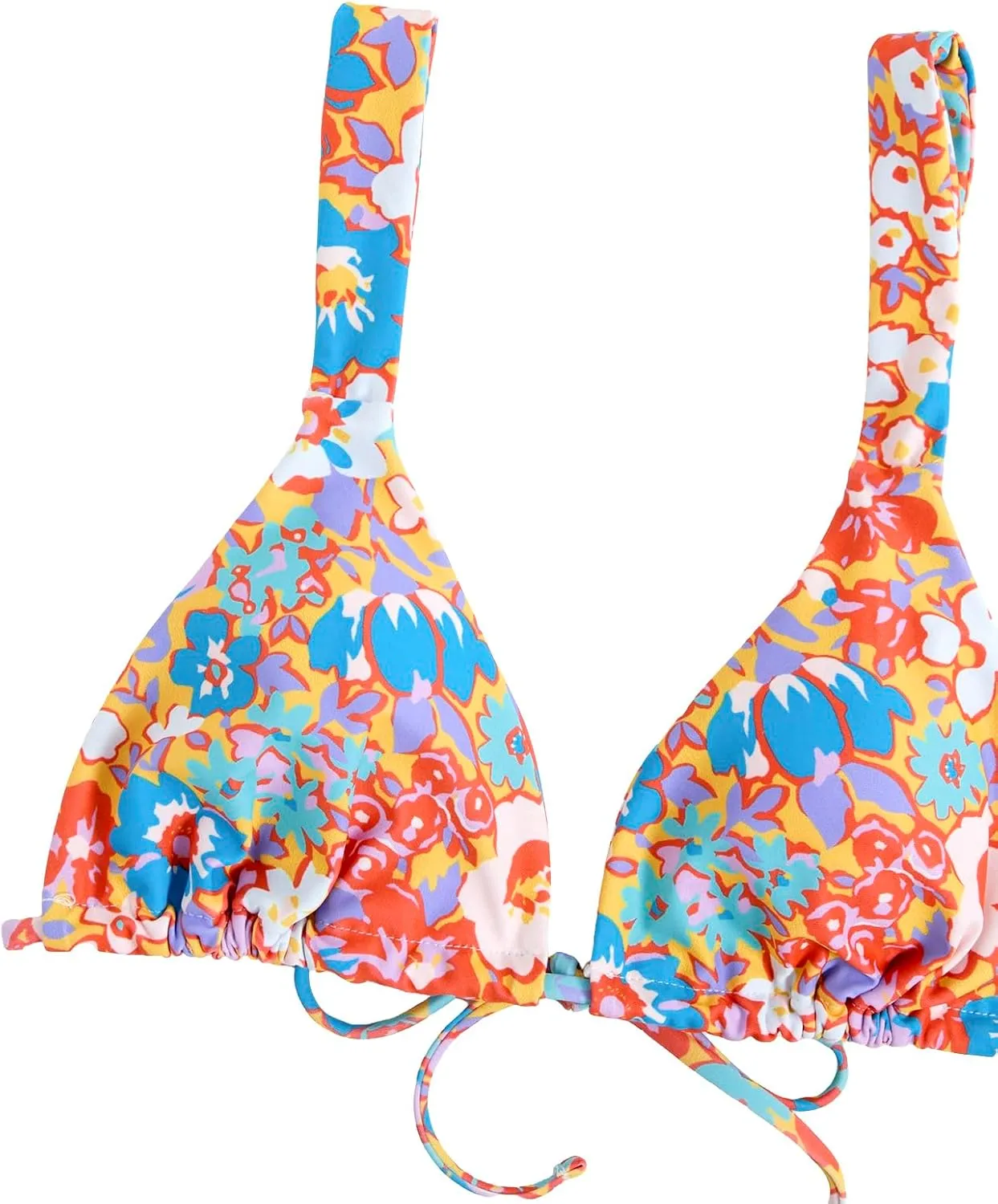 Women's High Waisted Bikini Set Floral Print Spaghetti Strap Smocked Wireless Bathing Suit Swimsuit 2 Piece Set