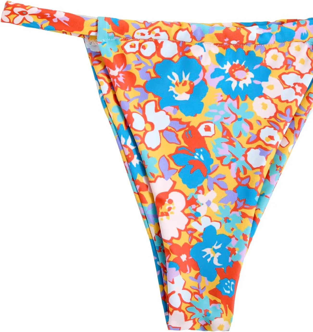 Women's High Waisted Bikini Set Floral Print Spaghetti Strap Smocked Wireless Bathing Suit Swimsuit 2 Piece Set