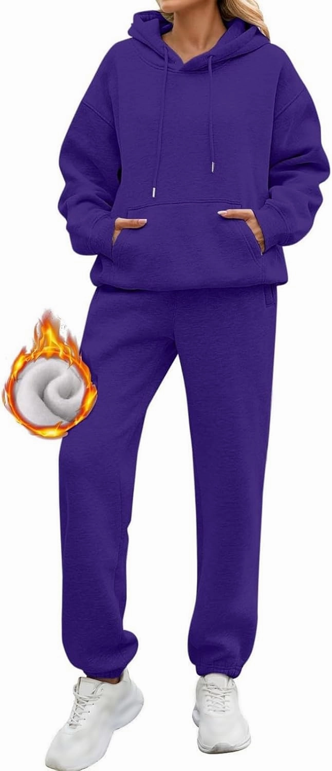Womens Sweatsuits 2 Piece Set Oversized Matching Sweatshirt Baggy Fashion Lounge Sweatpants Set Tracksuit
