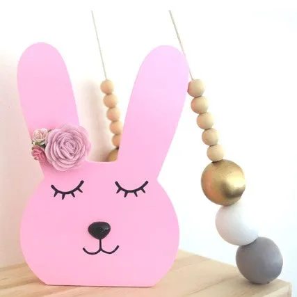 Wooden bunny ornament - nursery decor