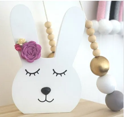 Wooden bunny ornament - nursery decor