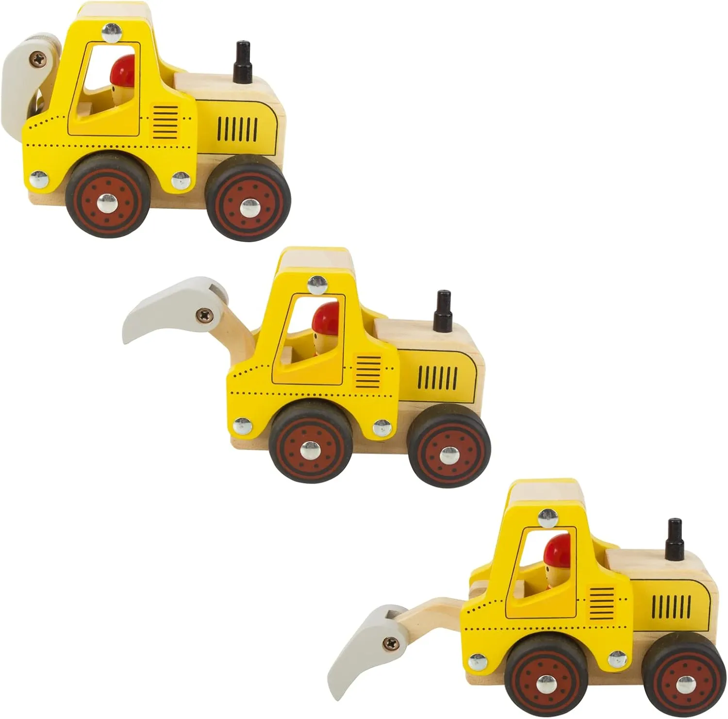 Wooden Push Car Toys for Infants 18 Months, 2 Pcs Baby Vehicle Toys Hand Push Car Toys for 2 Year Old Boys Girls (Excavator   Truck)