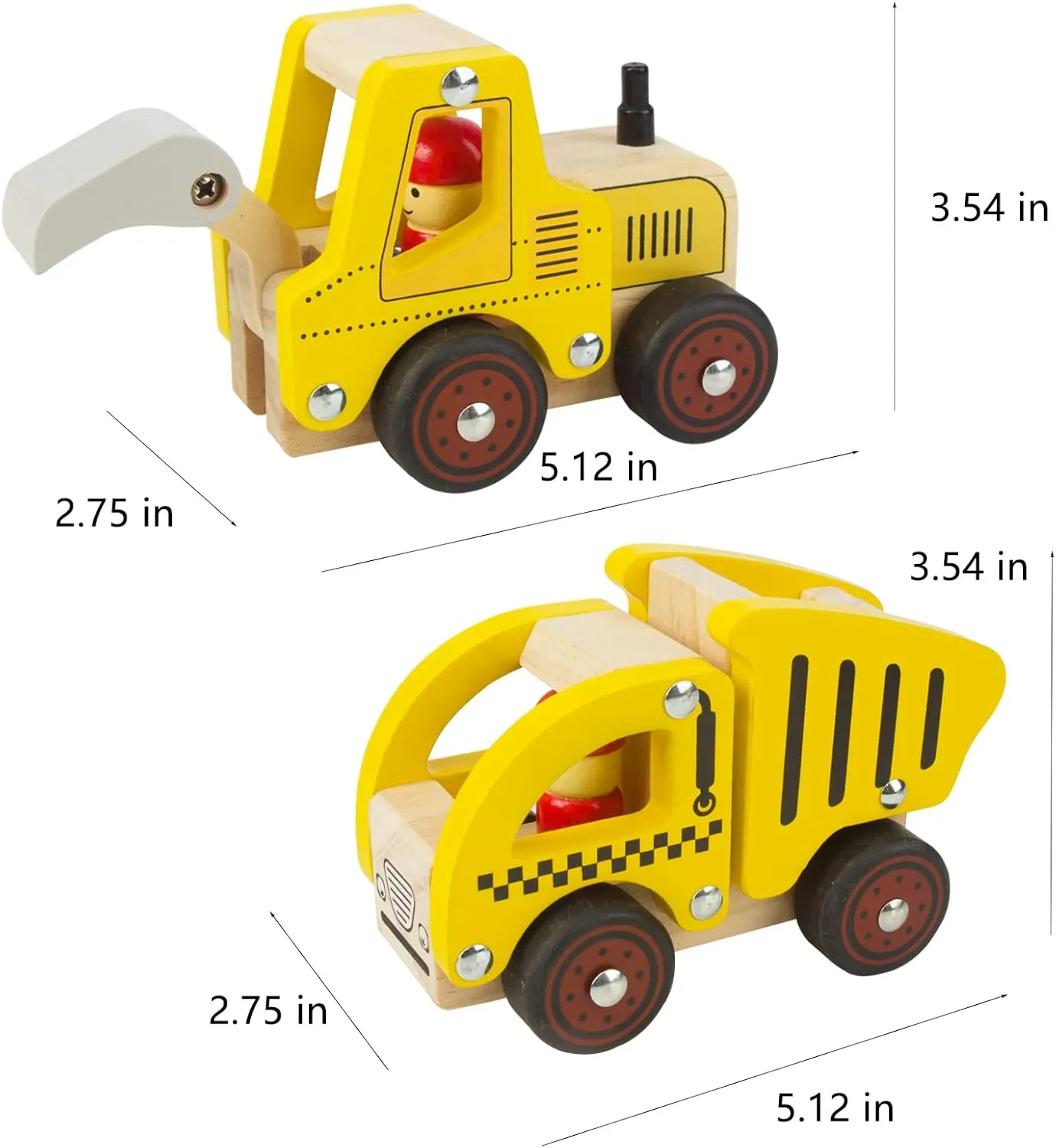 Wooden Push Car Toys for Infants 18 Months, 2 Pcs Baby Vehicle Toys Hand Push Car Toys for 2 Year Old Boys Girls (Excavator   Truck)