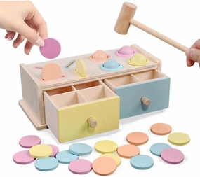 Wooden drawer Coin Sort Knock box Preschool puzzle games Montessori Early education toys Gifts for boys and girls ages 3-5