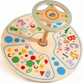 Wooden Sit and Spin Toy | Spinner Seat - Big Size - Sit ‘n Spin Classic Spinning Activity Toy for Toddlers & Kids All Ages - FSC-Certified
