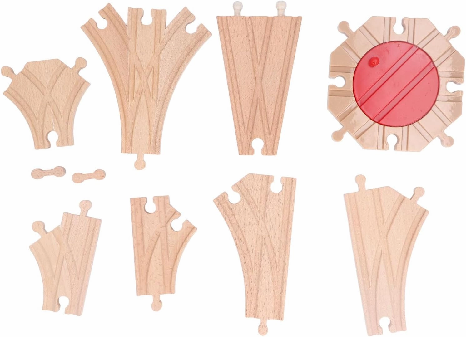 Wooden Track Set for Toddlers, DIY Assembly Kit Building Toys, Sturdy Beech Wood Material, Rich and Diverse Track Shapes, Educational Expansion Pack (Pack C)