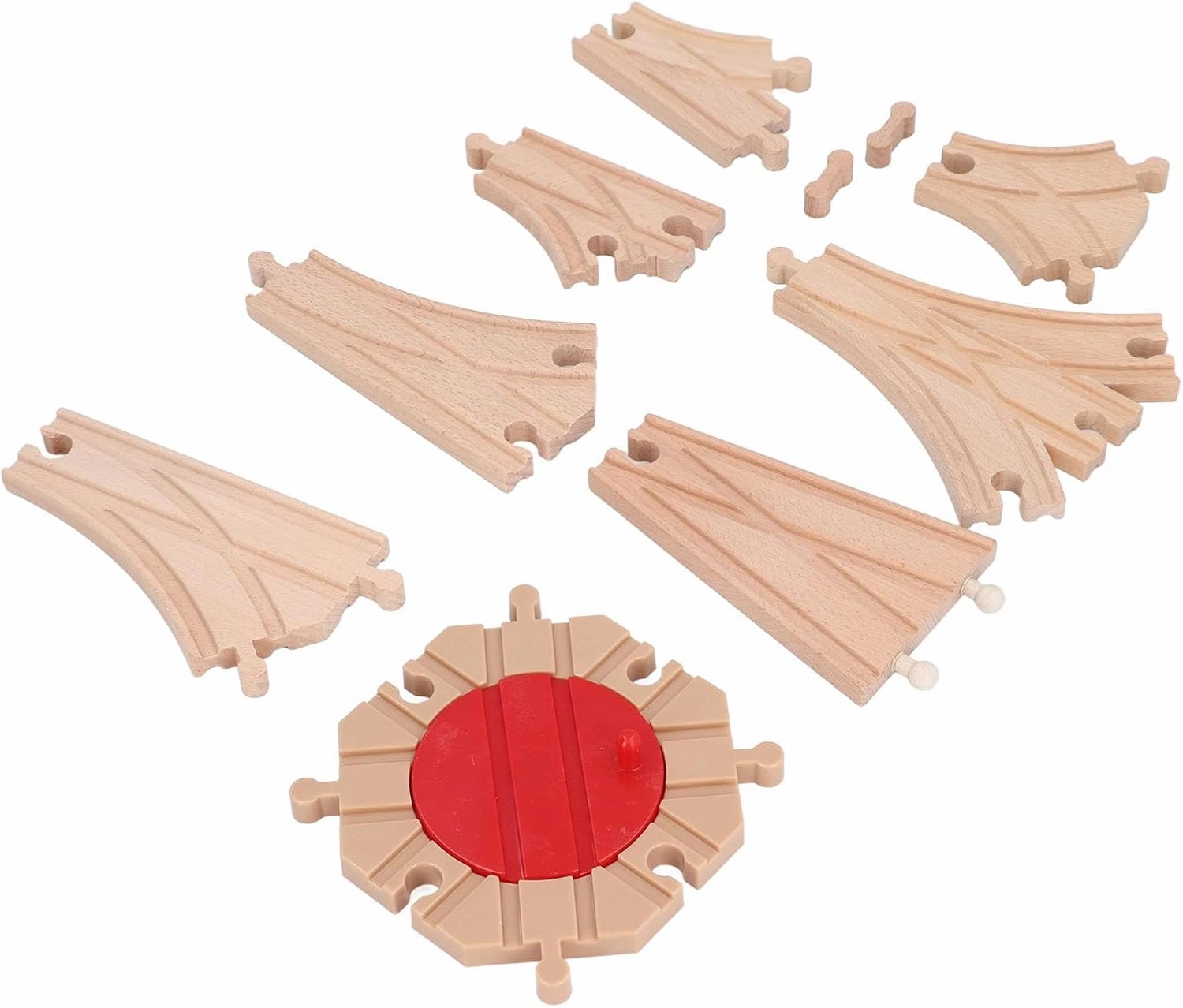 Wooden Track Set for Toddlers, DIY Assembly Kit Building Toys, Sturdy Beech Wood Material, Rich and Diverse Track Shapes, Educational Expansion Pack (Pack C)