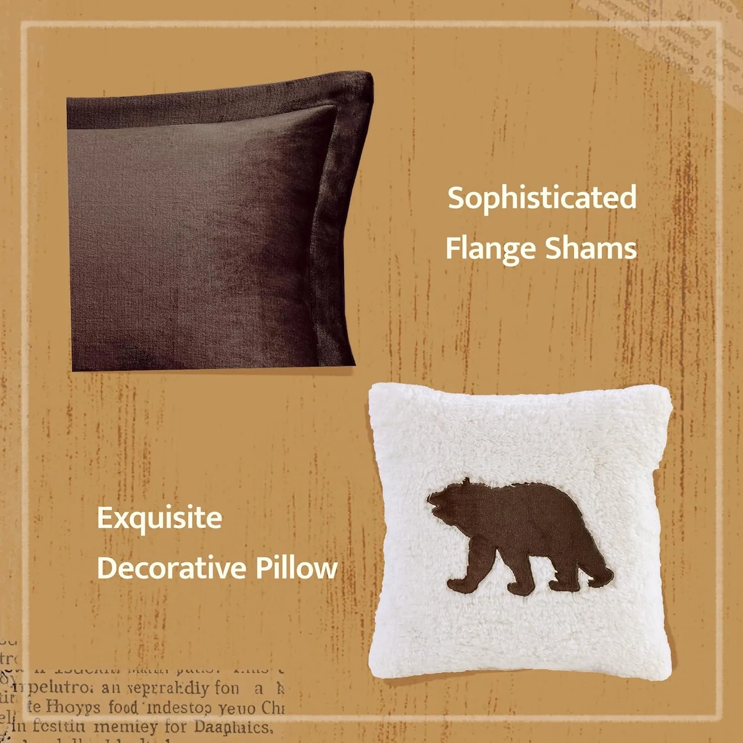 Woolrich Reversible Comforter Set Ultra Soft Plush to Sherpa, Down Alternative, Cold Weather Winter Warm Bedding, with Matching Sham, Decorative Pillow Brown/Ivory King 4 Piece
