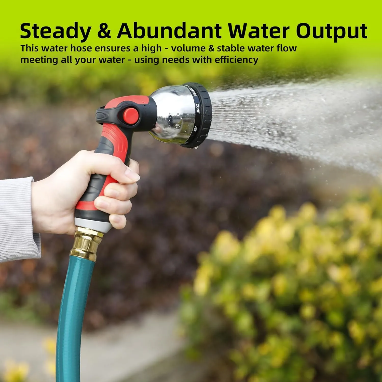 Worth Leader Garden Hose 3/4 in. x 25 ft. -Heavy Duty,Durable,Lightweight,Male to Female Fittings -No Kink Leakproof PVC Flexible Water Pipe -Brass Aluminum Ends for Household & Commercial Use -Green