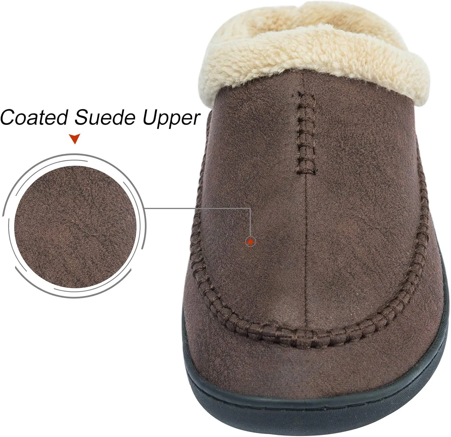 WOTTE Men's Moccasin Slippers Microsuede Fleece Fuzzy Lined Memory Foam House Shoes for Indoor Outdoor