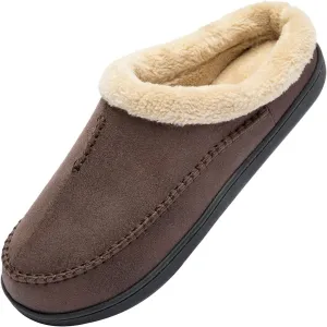 WOTTE Men's Moccasin Slippers Microsuede Fleece Fuzzy Lined Memory Foam House Shoes for Indoor Outdoor
