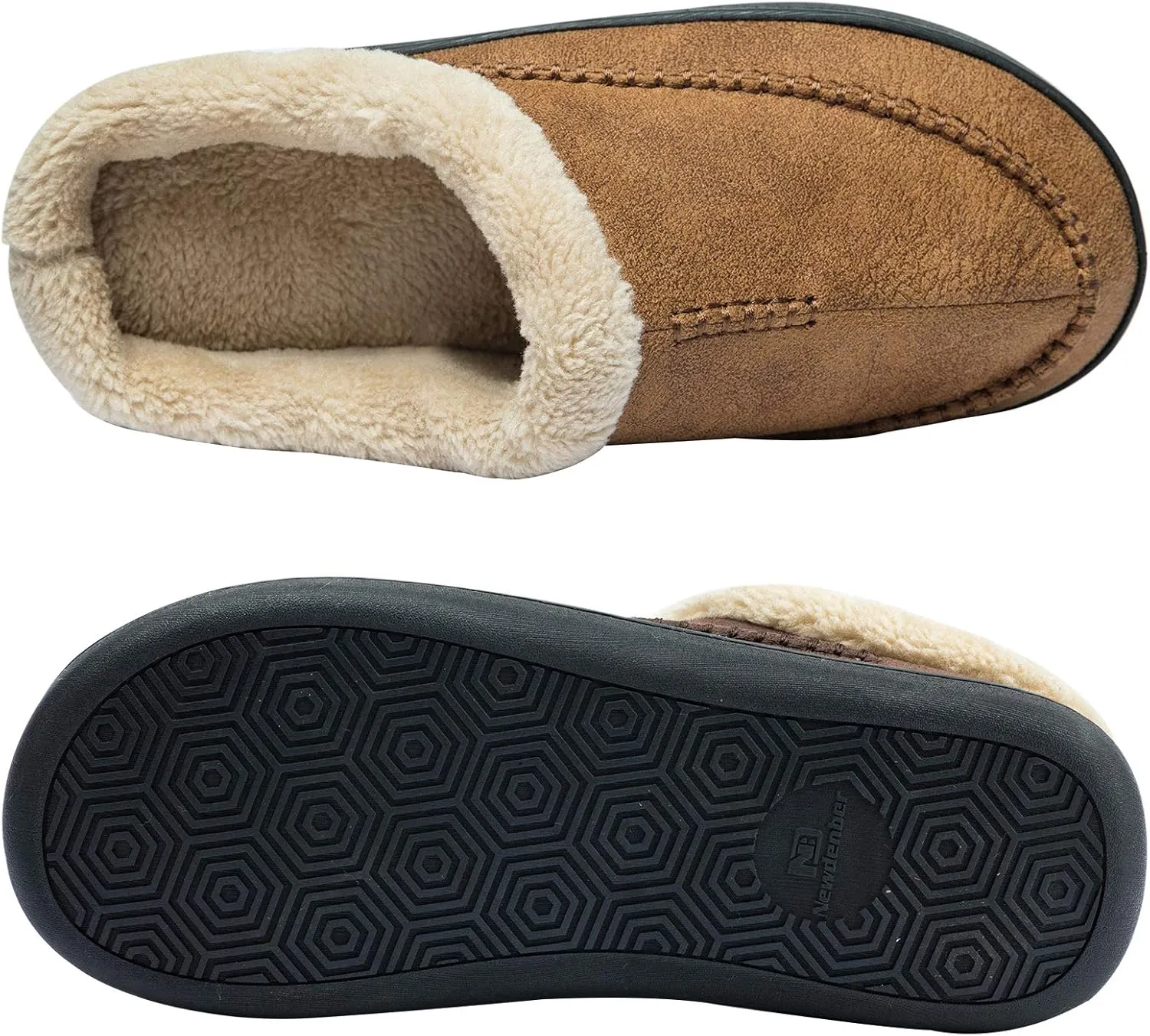 WOTTE Men's Moccasin Slippers Microsuede Fleece Fuzzy Lined Memory Foam House Shoes for Indoor Outdoor
