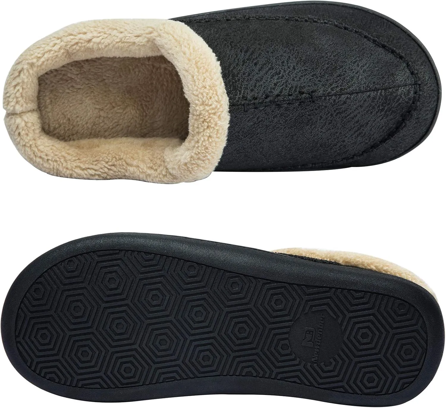 WOTTE Men's Moccasin Slippers Microsuede Fleece Fuzzy Lined Memory Foam House Shoes for Indoor Outdoor