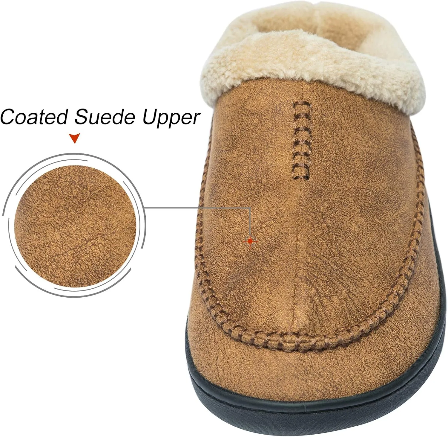 WOTTE Men's Moccasin Slippers Microsuede Fleece Fuzzy Lined Memory Foam House Shoes for Indoor Outdoor