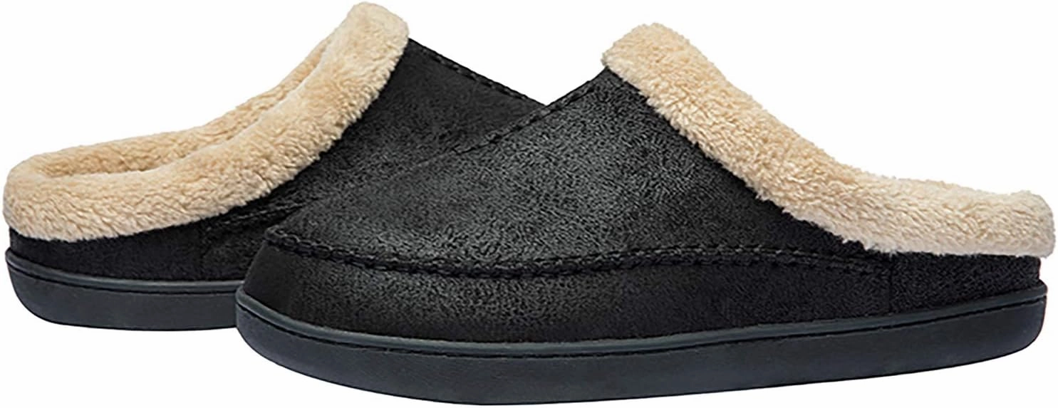 WOTTE Men's Moccasin Slippers Microsuede Fleece Fuzzy Lined Memory Foam House Shoes for Indoor Outdoor