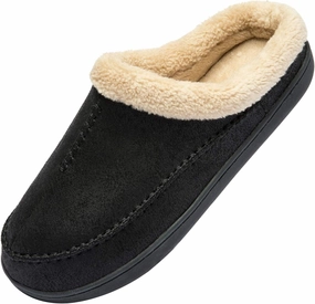 WOTTE Men's Moccasin Slippers Microsuede Fleece Fuzzy Lined Memory Foam House Shoes for Indoor Outdoor