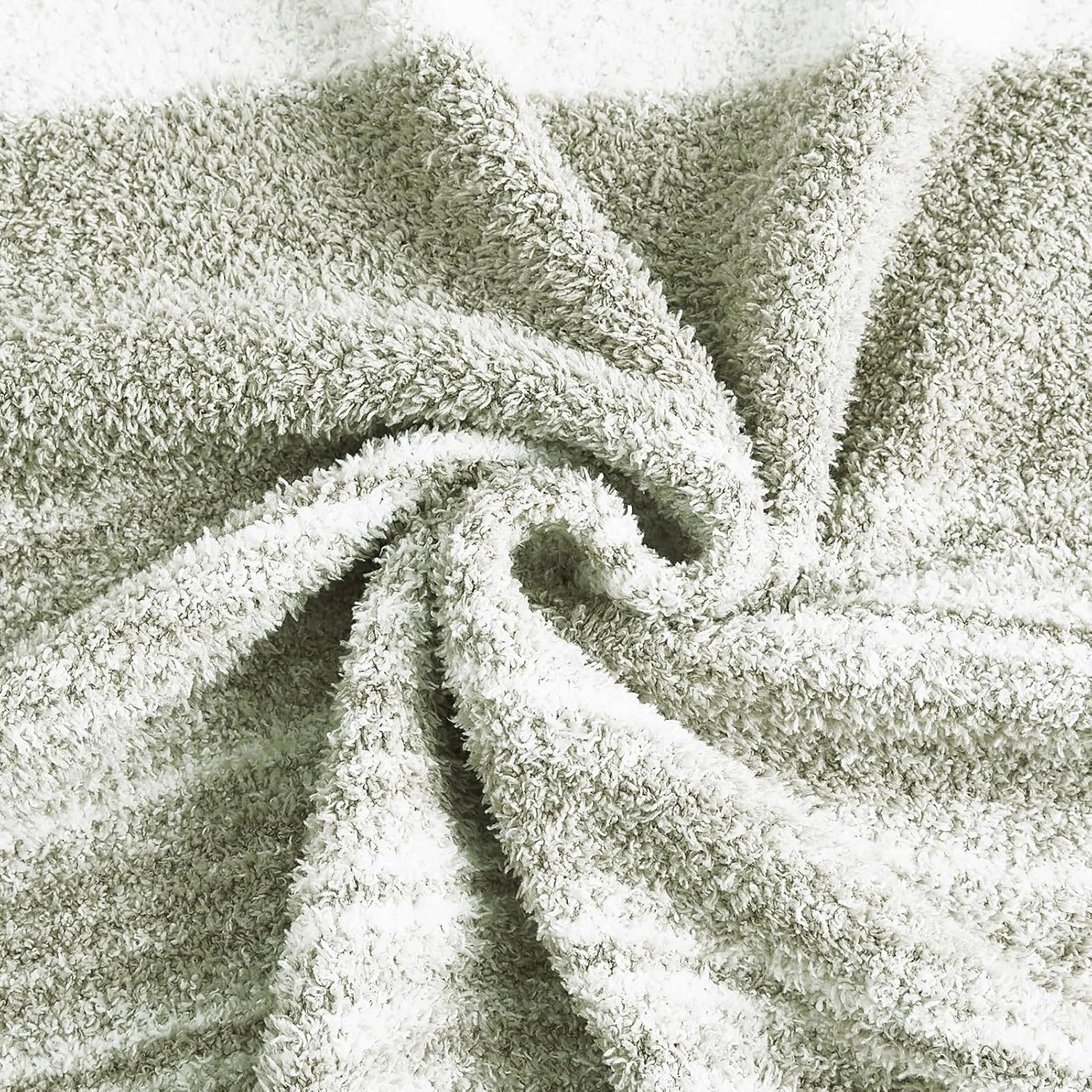 WRENGONGE Sage Green Throw Blanket, 50x70 Soft Cozy Striped Throw Blankets for Couch, Sofa, Bed, Travel, Lightweight Fluffy Warm Plush Decorative Blankets for Women, Men,Kids Gift