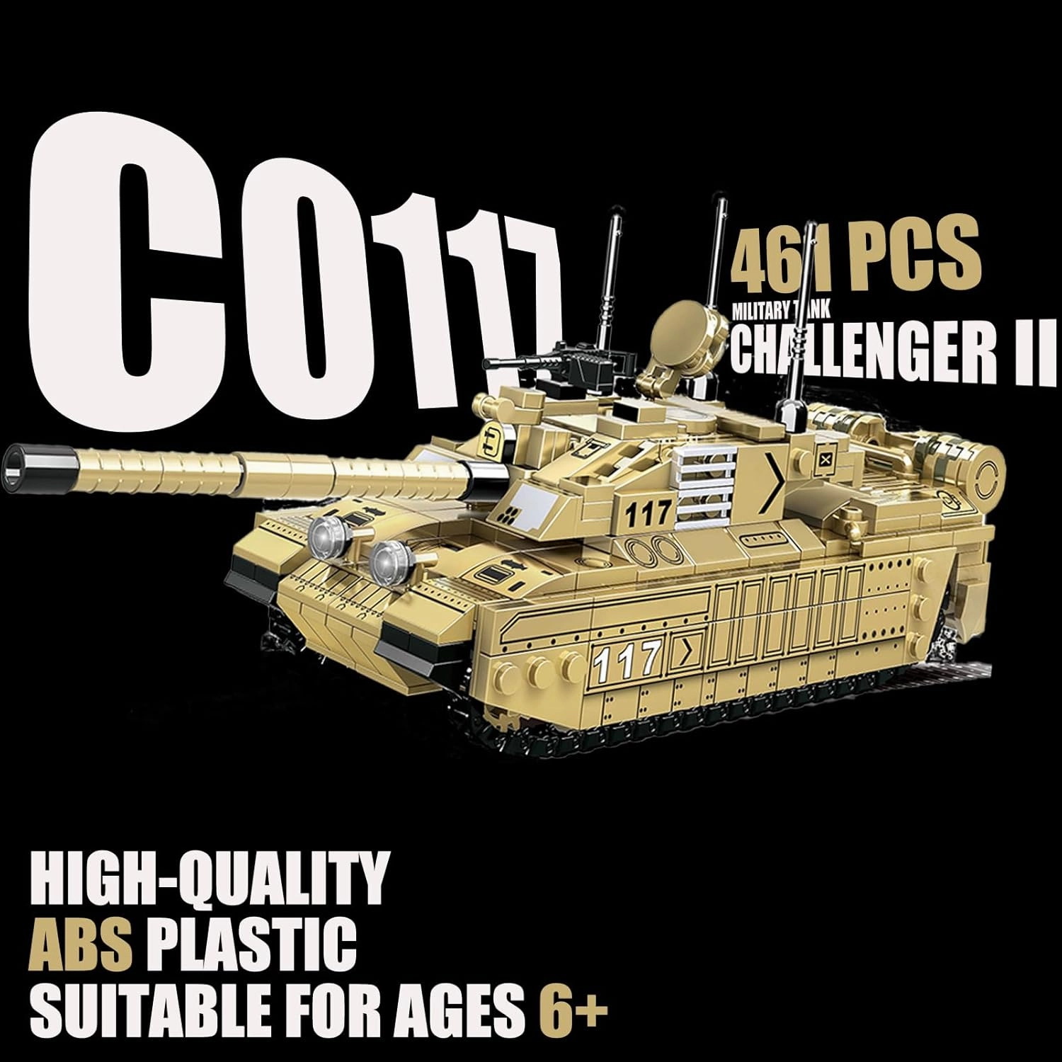 WW2 Military Tank, Challenger II Main Battle Tank Army Toys for Kids - 485pcs, Children's Educational Building Blocks Set, Suitable for Ages 6 