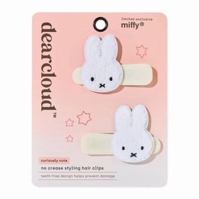 x Miffy Crease-Free Plush Hair Clips Set of 2 – Gentle, Teeth-Free & Secure Hold (Curiously Cute)