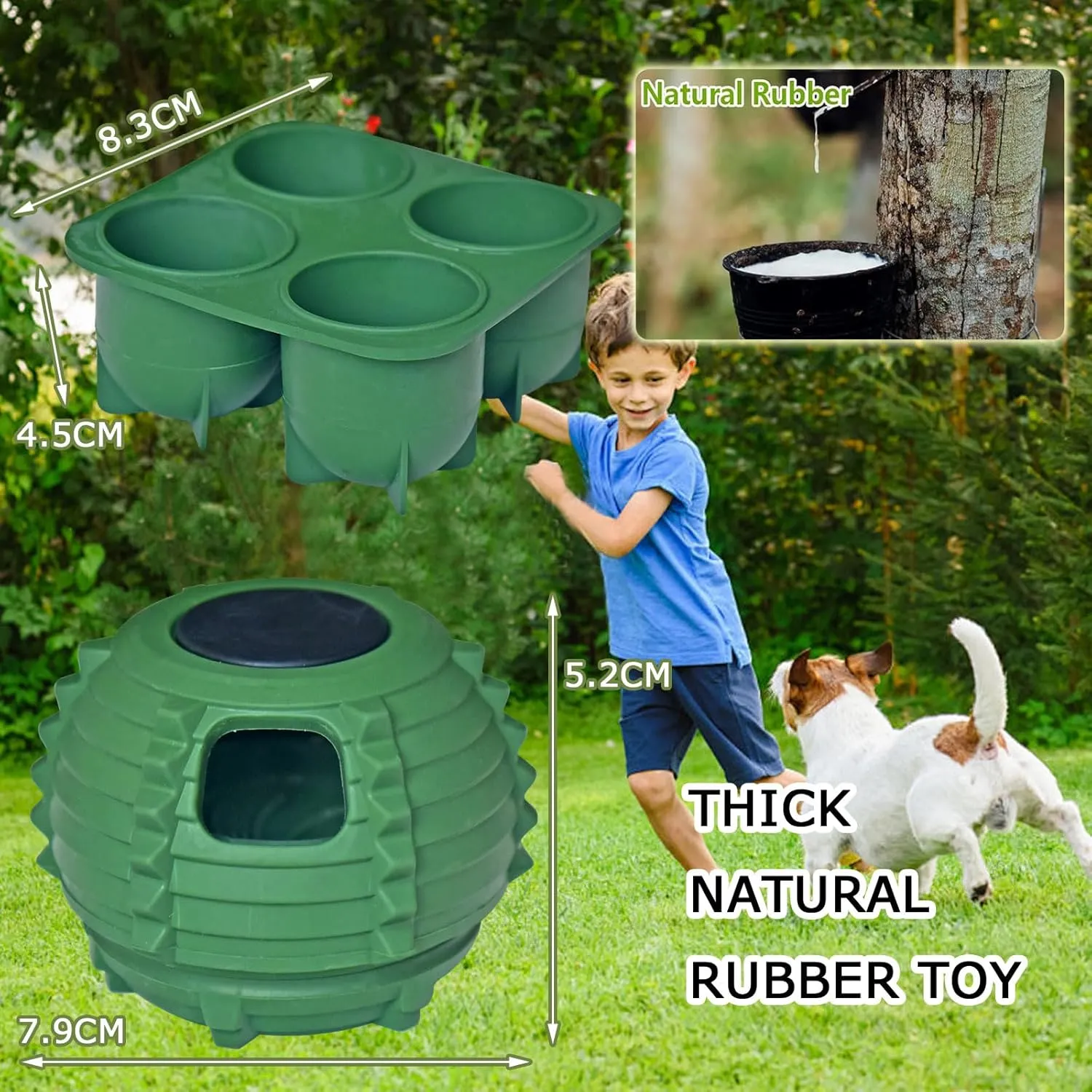 XHX Dog Toy, Durable Large Dog Toys, Interactive Dog Puzzle Play Toy, Freezable Fillable Rubber Dog Toys, with Stopper Silicone Treat Tray (Green, Small)