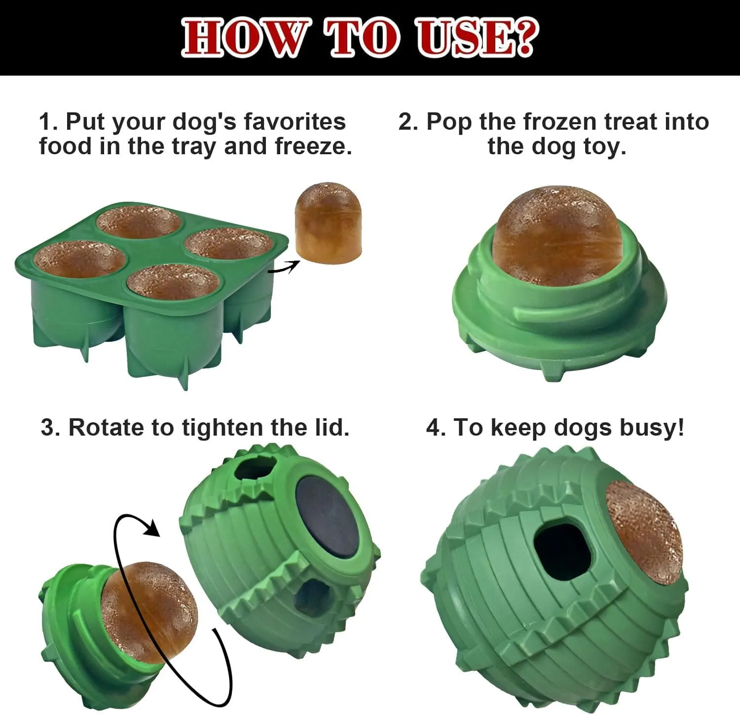 XHX Dog Toy, Durable Large Dog Toys, Interactive Dog Puzzle Play Toy, Freezable Fillable Rubber Dog Toys, with Stopper Silicone Treat Tray (Green, Small)