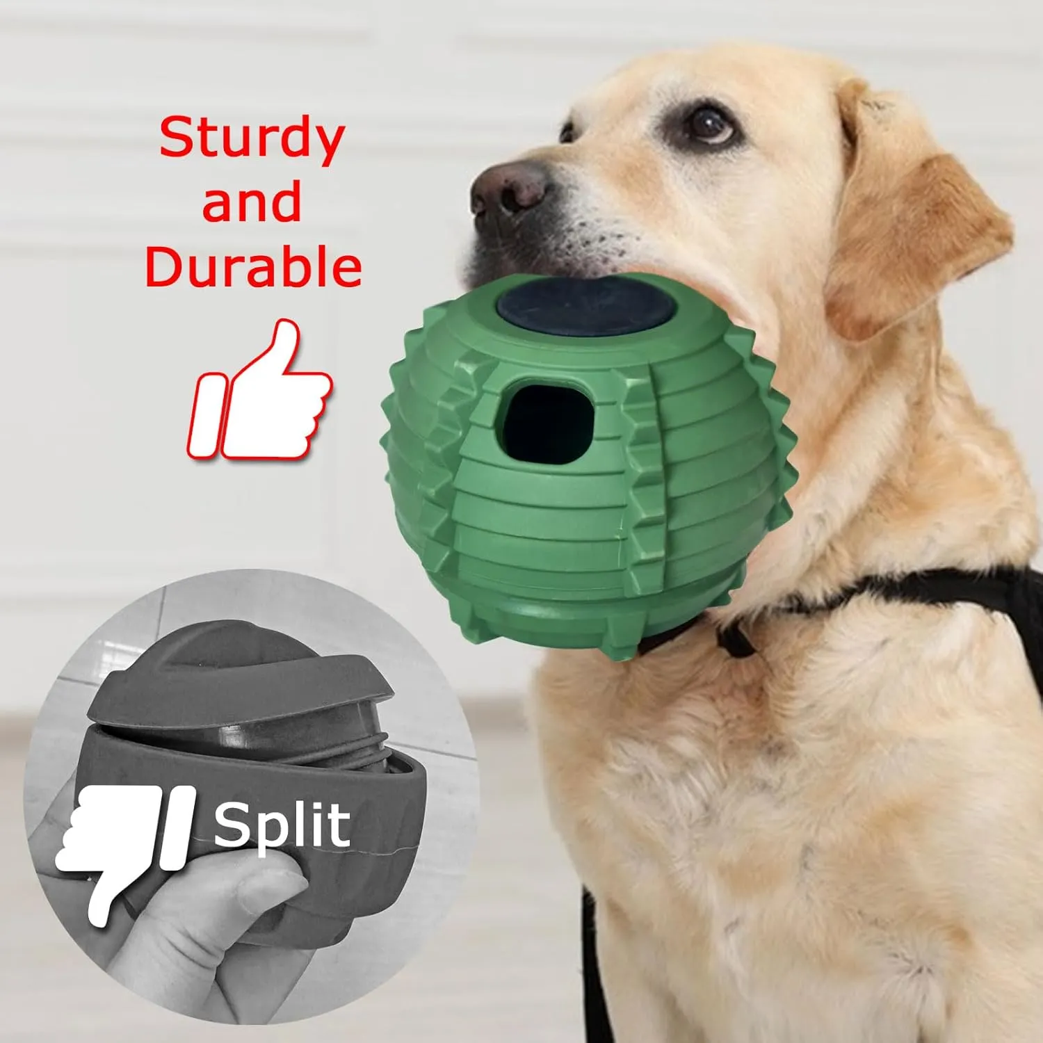 XHX Dog Toy, Durable Large Dog Toys, Interactive Dog Puzzle Play Toy, Freezable Fillable Rubber Dog Toys, with Stopper Silicone Treat Tray (Green, Small)