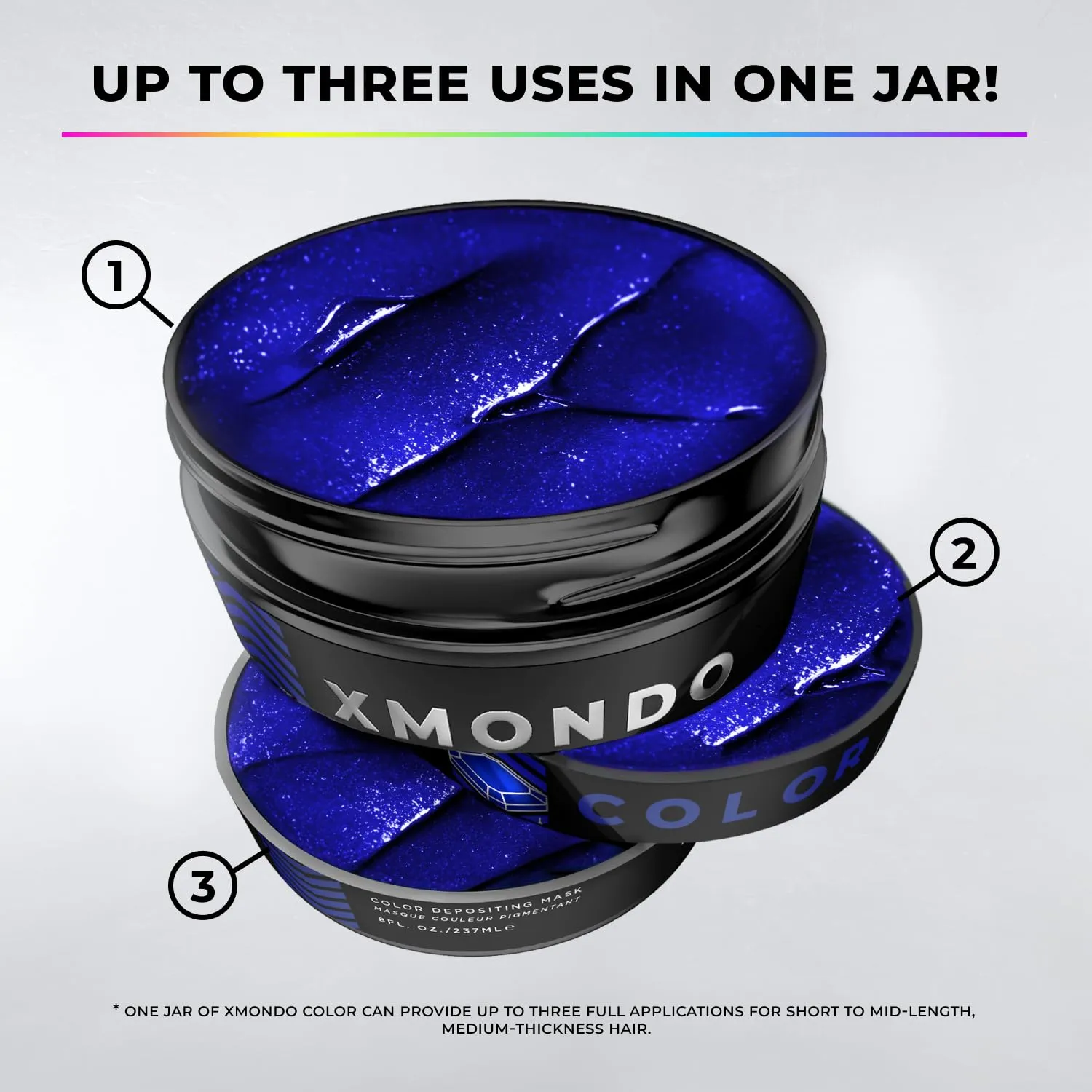XMONDO Color Sapphire Depositing Mask & Semi-Permanent Blue Hair Dye | Infused with Bond Booster Technology & Hyaluronic Acid for Nourishment, Revitalization & Repair, Vegan Formula, 8 Fl Oz 1-Pack