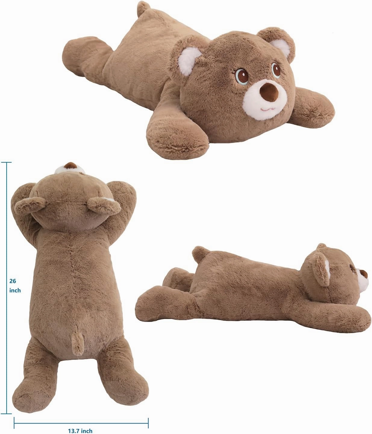 XMV 26 inch 5 lbs Bear Weighted Stuffed Animals, Large Weighted Plush Animal, Cute Plush Toy Pillow, Soft Bear Plushie Gifts for Adults, Kids, Boys and Girls(Brown)