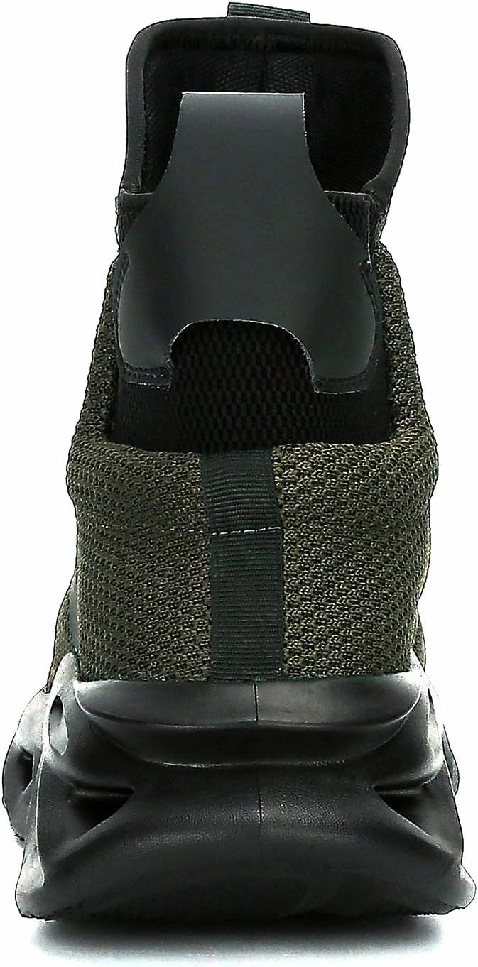 XUNRUO Work Safety Boots for Men and Women Steel Toe Lightweight Breathable Pull on Construction Boots