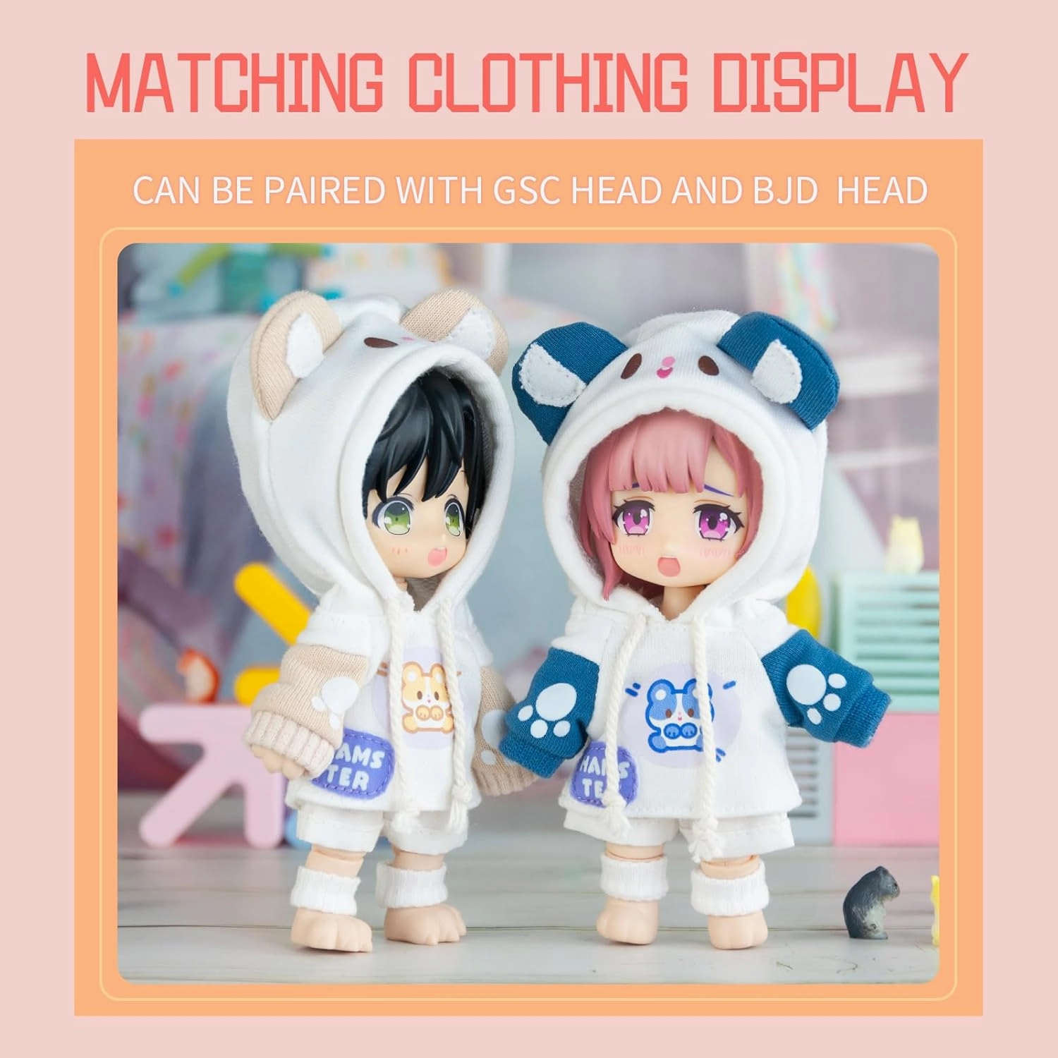 YMY Pear Shaped Doll Body with Animal Tail Mini 1/12 Scale Cute Fat Action Figure Suitable for YMY 1/12 1/8 BJD GSC Doll Head （Light Tan）