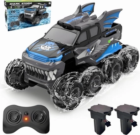 YOLOPLUS  Amphibious Remote Control Car 8WD RC Monster Truck, 2.4GHZ 1:16 Waterproof All-Terrain Off-Road RC Cars Toys, Pool Toys Gifts for Boys and Girls Age 8-12, Blue