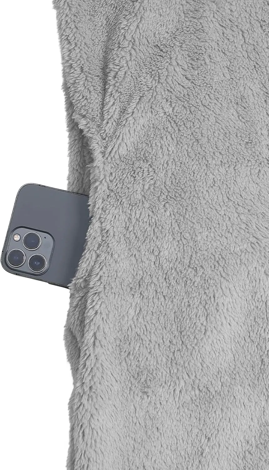 Yoolin Womens Fall Winter Fuzzy Fleece Hooded Long Dress Plus Size Sherpa Long Sleeve Nightgown with Pockets