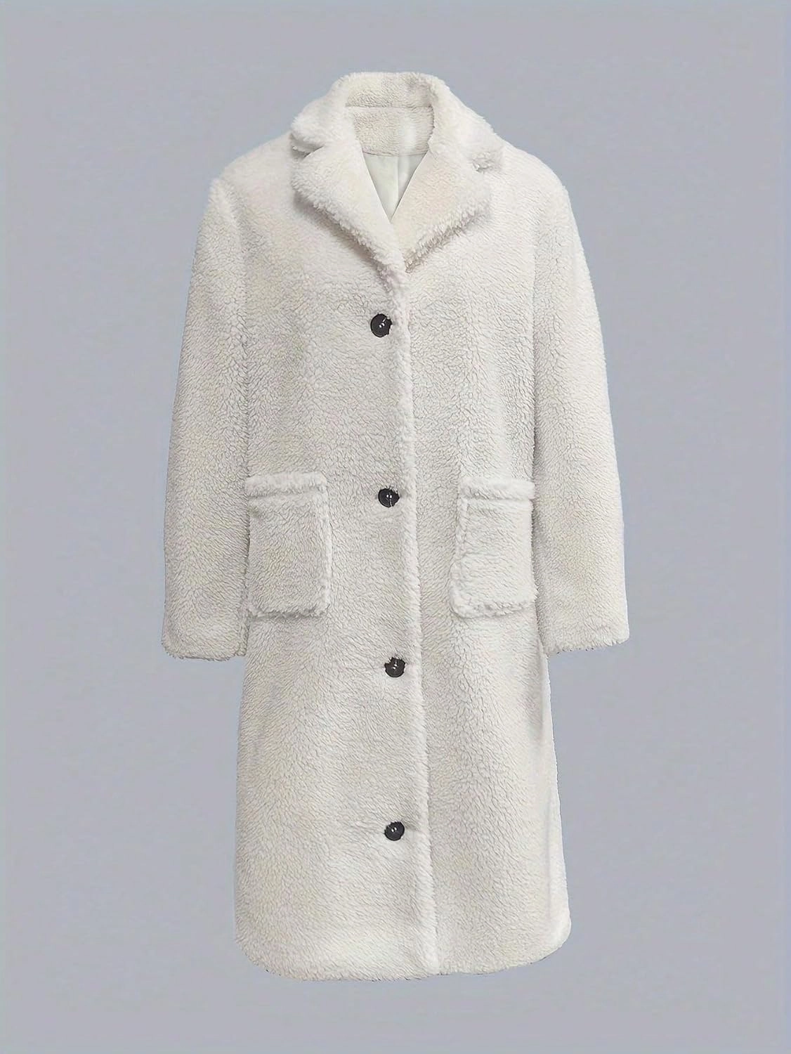Yoolin Women's Winter Plush Thick Coat Lapel Button Casual Warm Long Overcoat