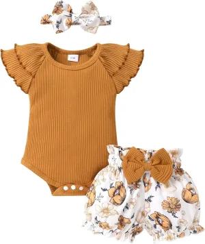 YOUNGER TREE Newborn Infant Baby Girl Clothes Romper Shorts Set Floral Summer Outfits Cute Baby Girl Clothing