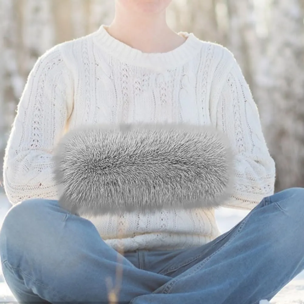 Zcargel Winter Warm Arm and Hand Warmer Women Faux Fur Hand Muffs Cozy Double Sided Plush Hand Warmer with Strap for Winter