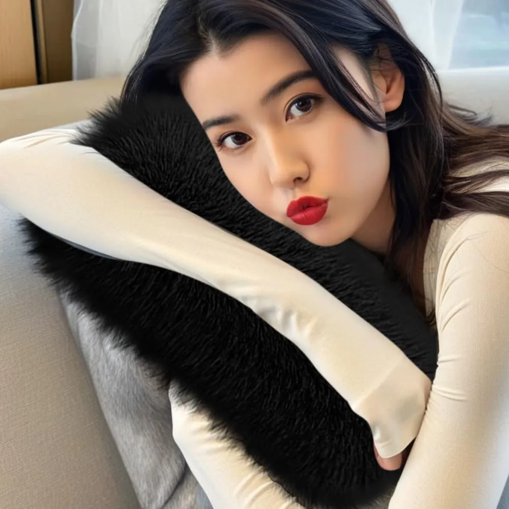 Zcargel Winter Warm Arm and Hand Warmer Women Faux Fur Hand Muffs Cozy Double Sided Plush Hand Warmer with Strap for Winter