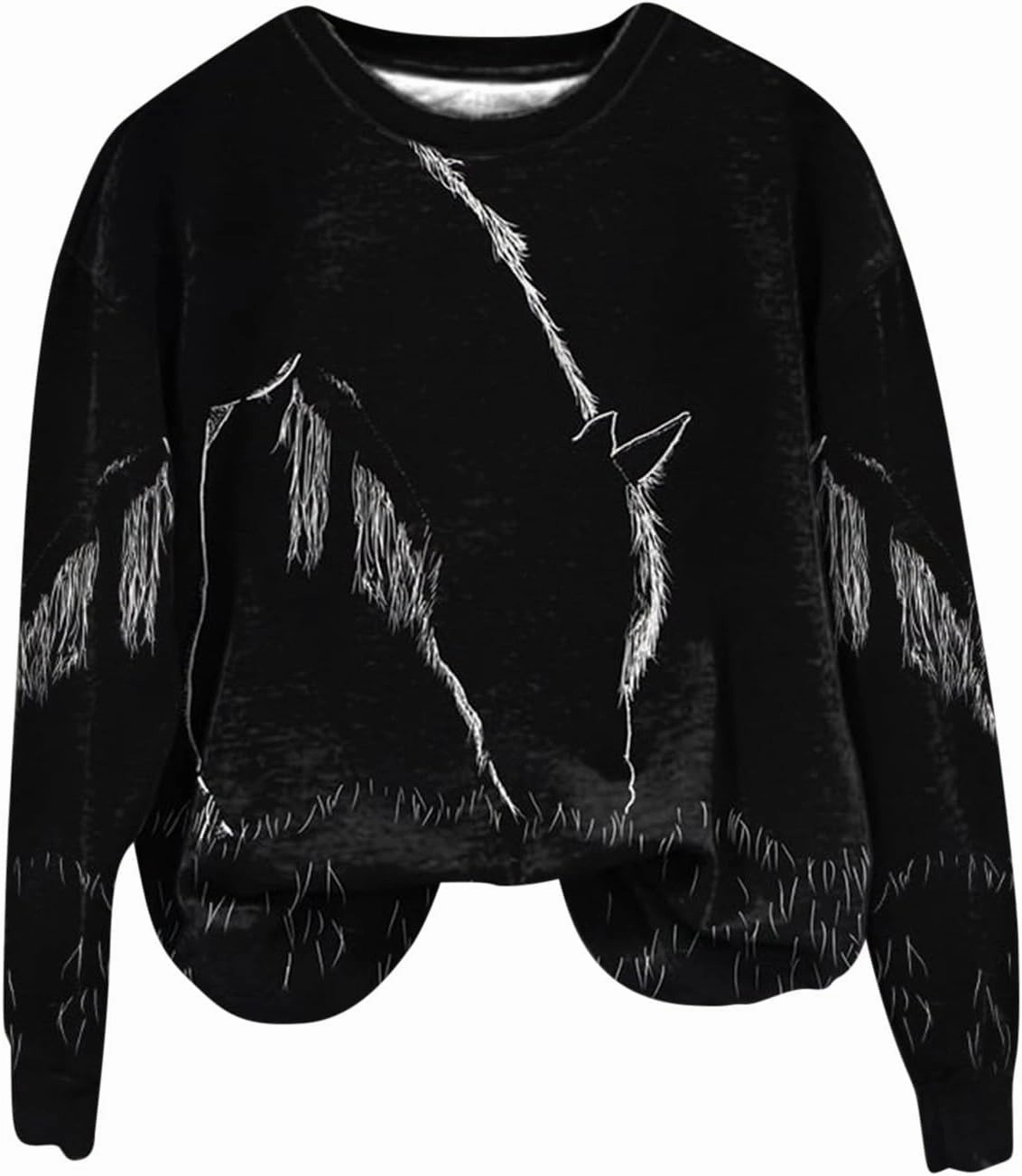 ZDRZK Long Sleeve Tops for Woman Horse Print Crewneck Oversized Retro Shirts Blouse Casual Loose 2024 Basic Clothes