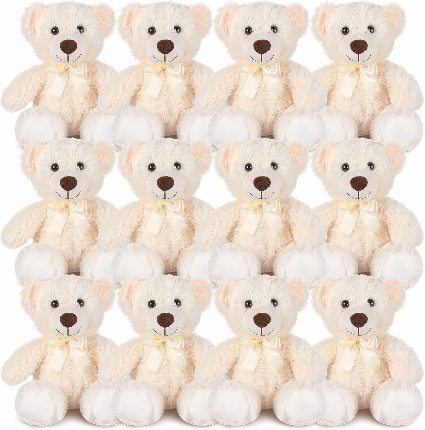 Zhanmai 12 Pcs 14 Inch Bear Stuffed Animal Bulk Operation 2025 Graduation Gifts Bulk Plush Stuffed Bear for Bridal Anniversary Shower Gifts(White)