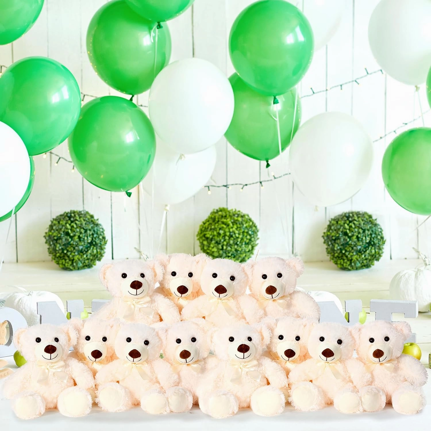 Zhanmai 12 Pcs 14 Inch Bear Stuffed Animal Bulk Operation 2025 Graduation Gifts Bulk Plush Stuffed Bear for Bridal Anniversary Shower Gifts(White)