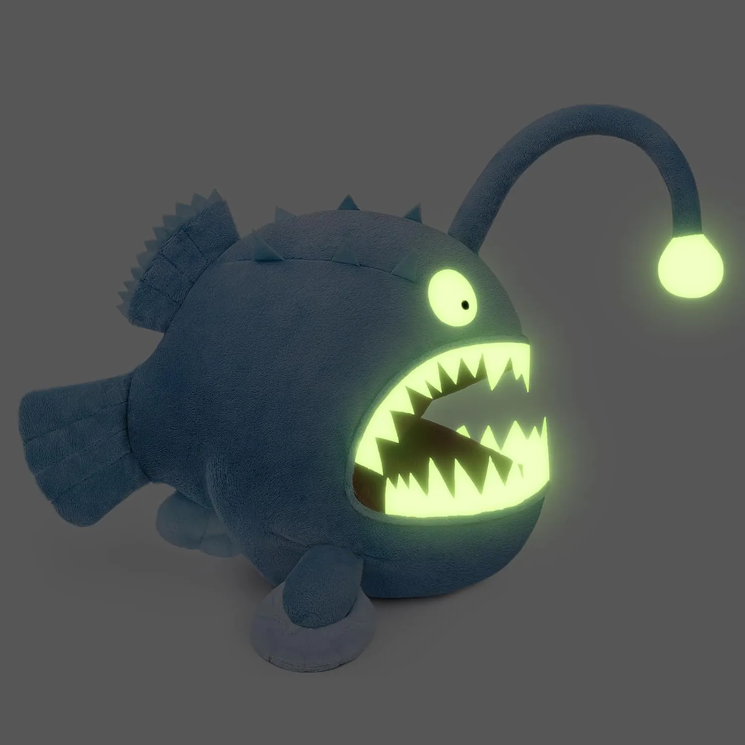 ZHONGXIN MADE Luminous Anglerfish Plush Toy - 12" Blue Anglerfish Creepy Stuffed Animals, Blue Creepy Sea Life Goosefish Lanternfish Plushie, Gift Toys for Kids Birthday Gifts Glow in The Dark