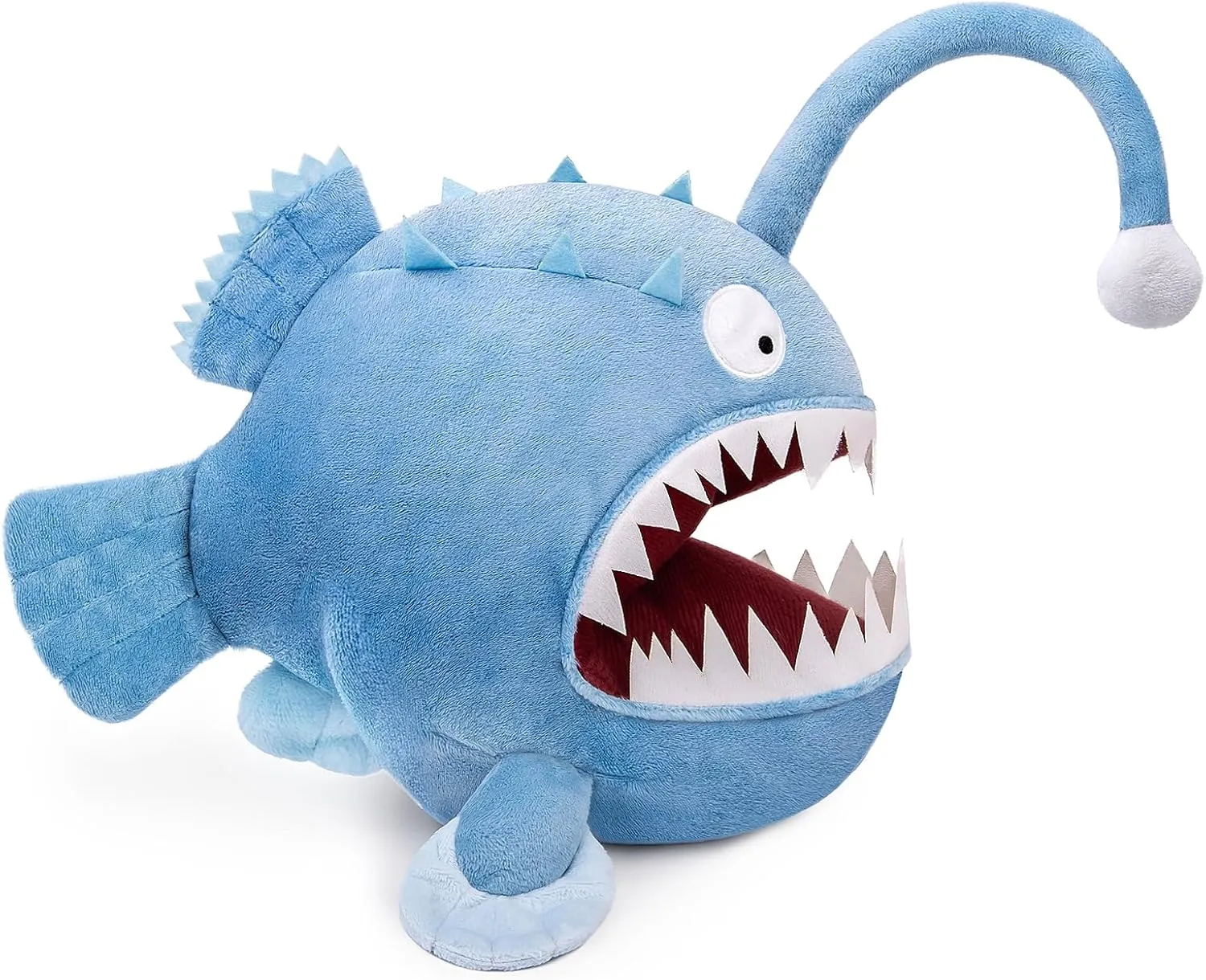 ZHONGXIN MADE Luminous Anglerfish Plush Toy - 12" Blue Anglerfish Creepy Stuffed Animals, Blue Creepy Sea Life Goosefish Lanternfish Plushie, Gift Toys for Kids Birthday Gifts Glow in The Dark
