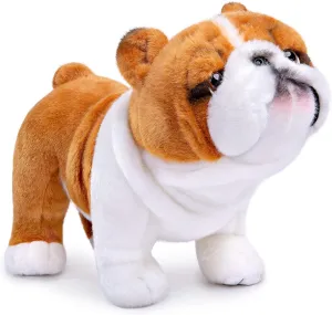 ZHONGXIN MADE Simulation Bulldog Plush Toy - Realistic 12" Standing English Bulldog Pet Dog Stuffed Animal Cute Dog Puppy Plushie Toy, Unique Plush Gift Collection for Kids