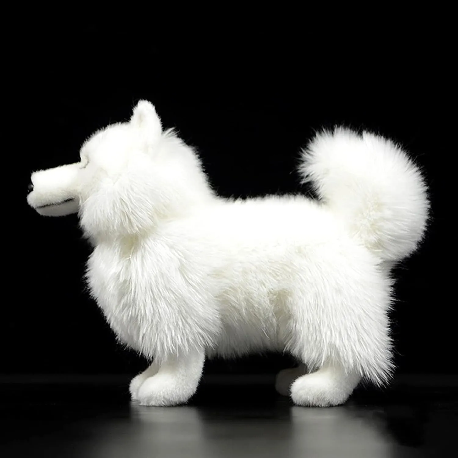 ZHONGXIN MADE Simulation Samoyed Plush Toy - Realistic 12" Standing White Samoyed Pet Dog Stuffed Animal Cute Dog Puppy Model Toy, Unique Plush Gift Collection for Kids Birthday, Home Decor