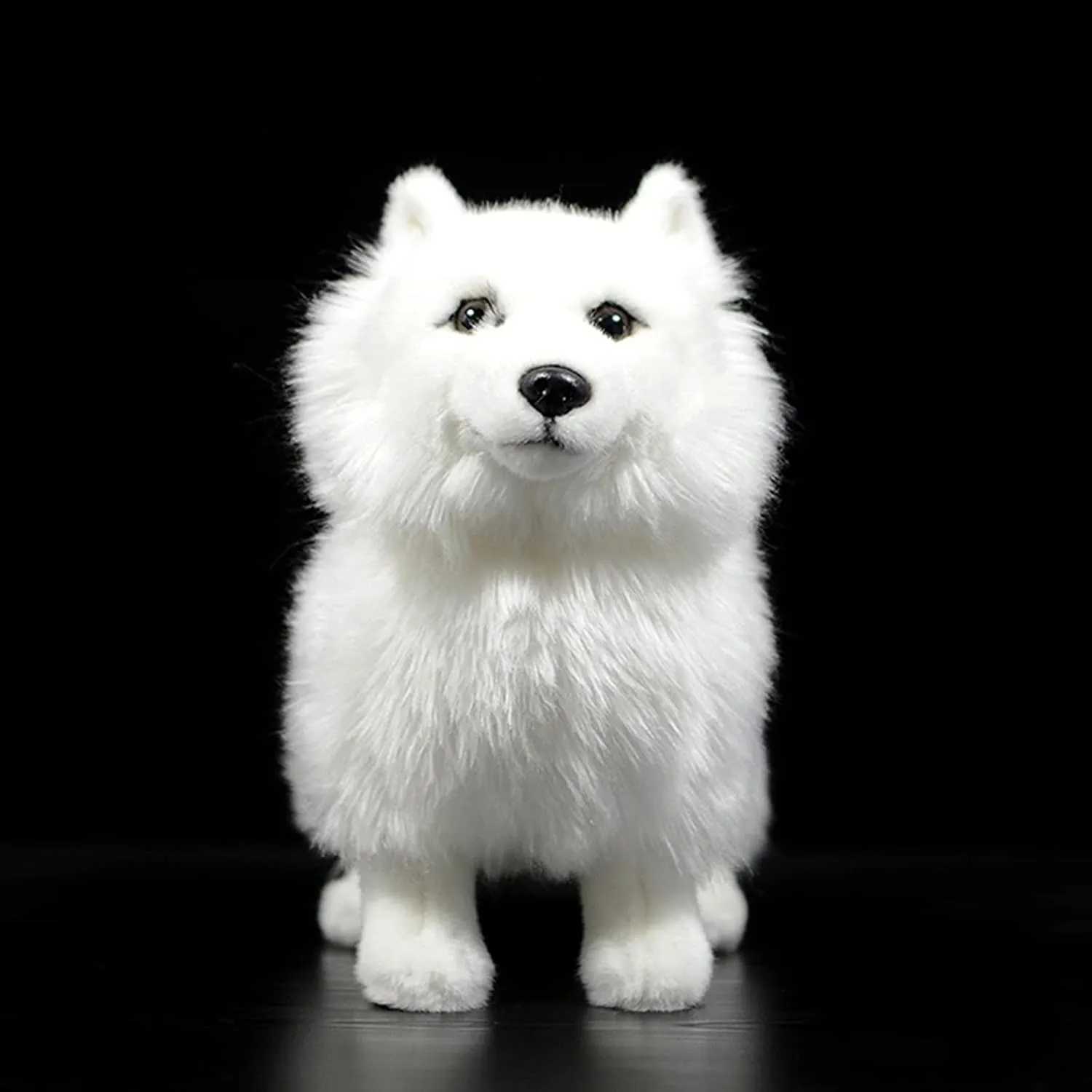 ZHONGXIN MADE Simulation Samoyed Plush Toy - Realistic 12" Standing White Samoyed Pet Dog Stuffed Animal Cute Dog Puppy Model Toy, Unique Plush Gift Collection for Kids Birthday, Home Decor